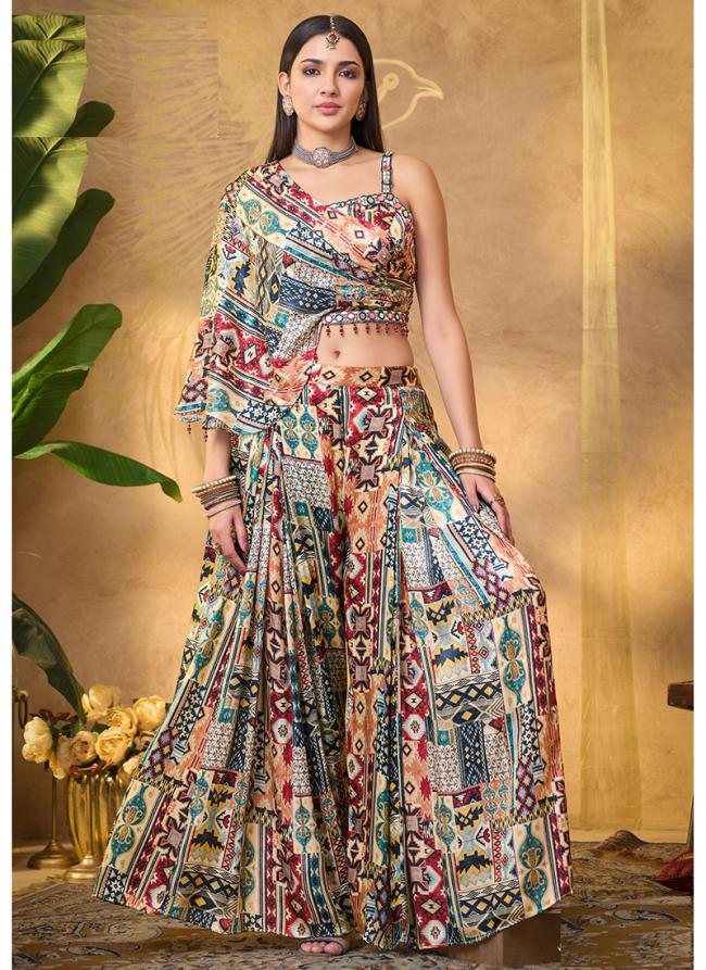 Crepe Multi Color Wedding Wear Designer Readymade Indo Western